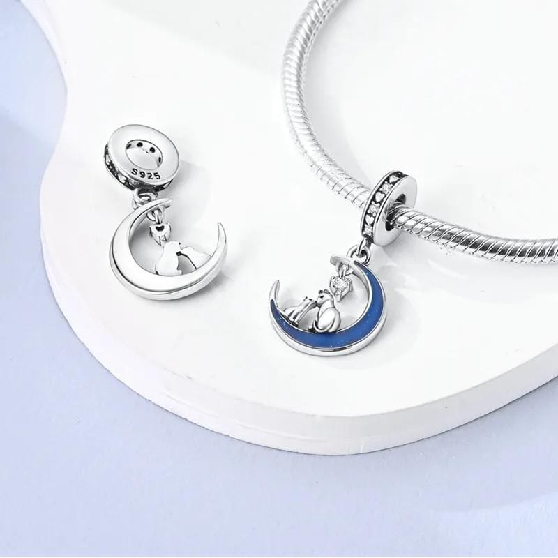 Glow in the Dark Luminous Moon Cat Dangle Charm