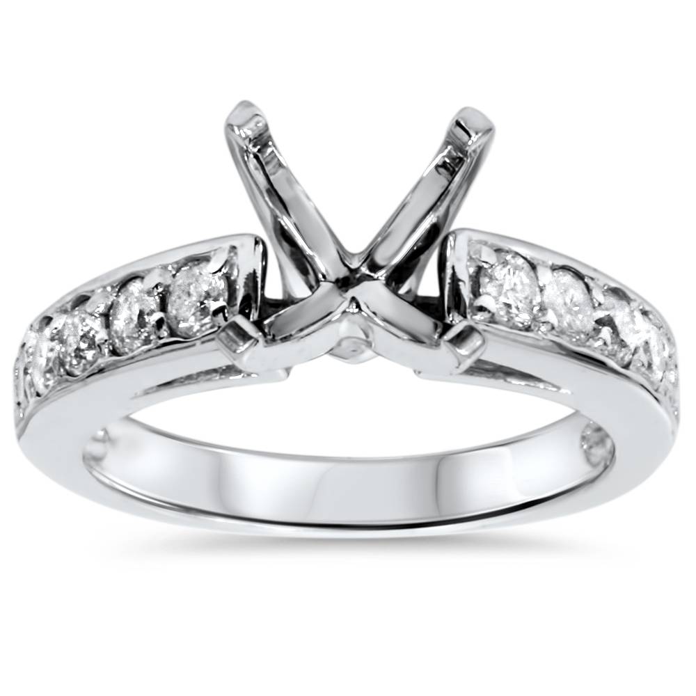 1/2ct Diamond Semi Mount Ring 14K White Gold Size: 10