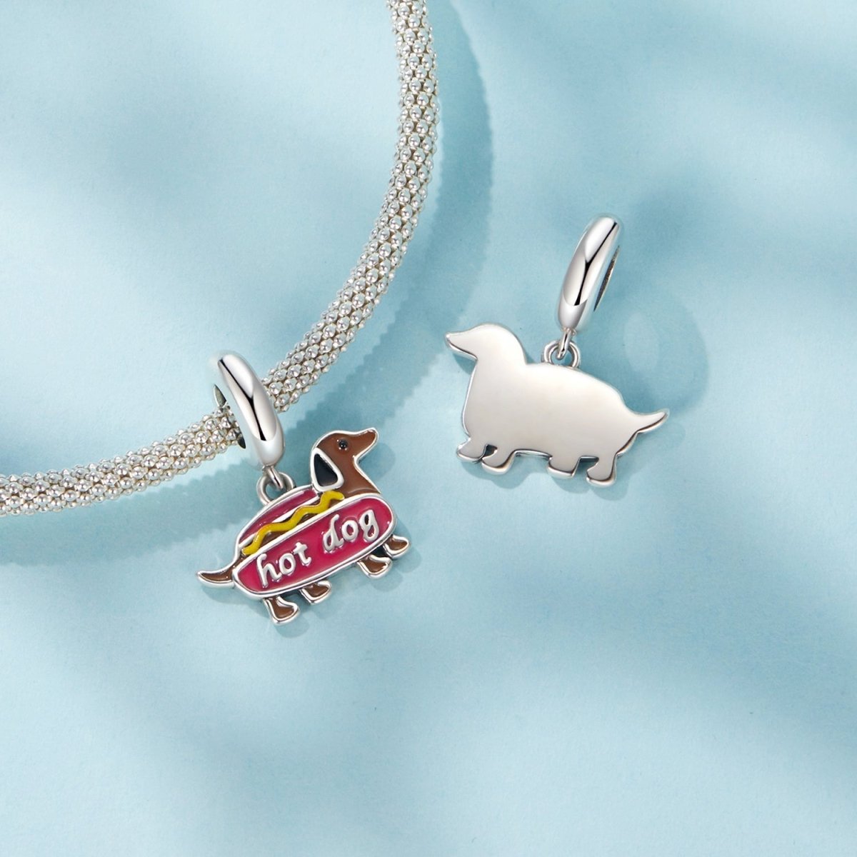 Hot Dog Dachshund Dangle Charm