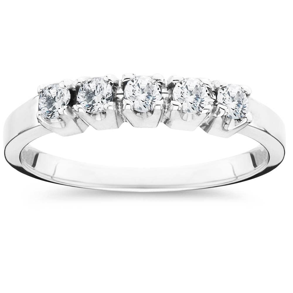 1/4ct Diamond Wedding White Gold Guard Stacker Ring Size Selectable