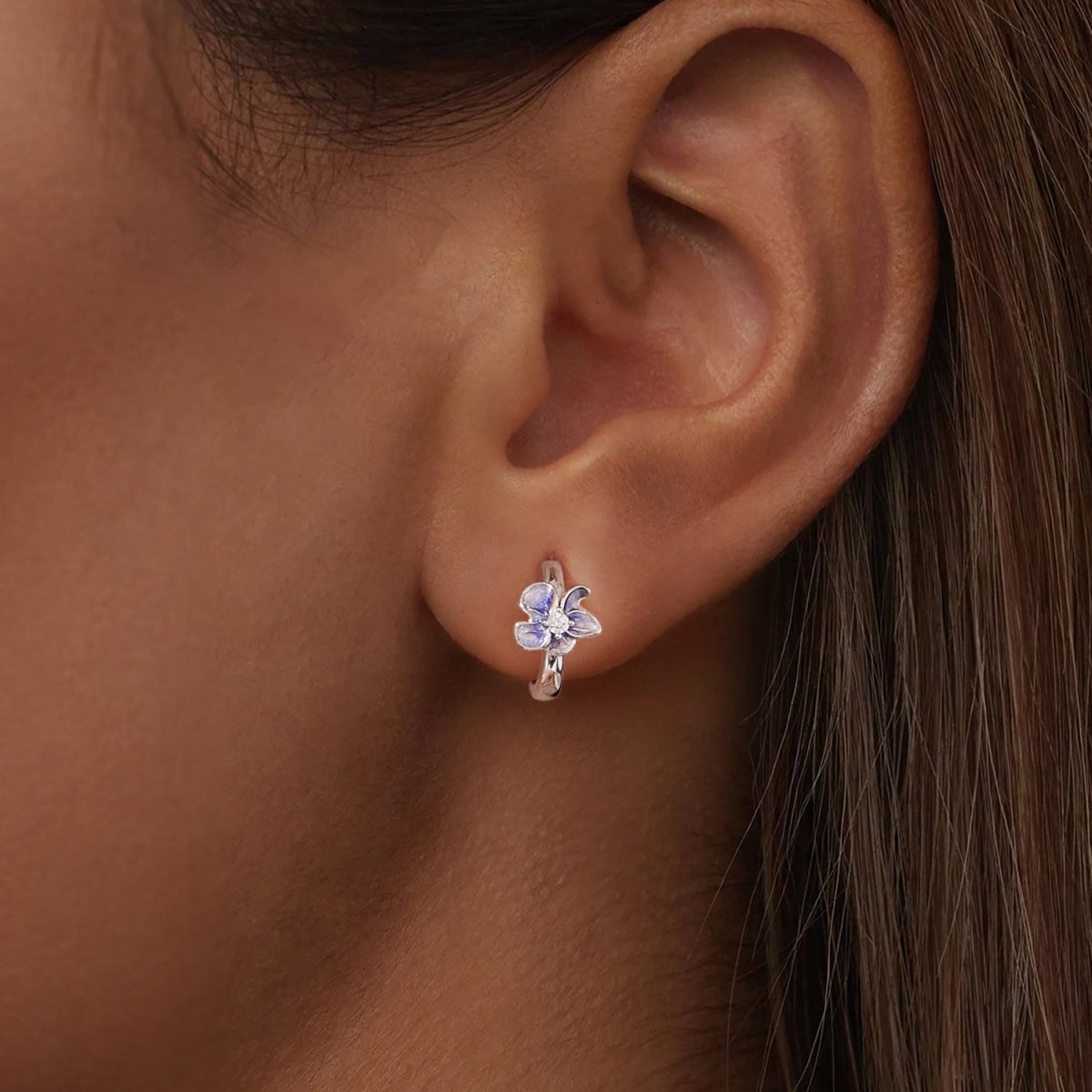 Lavender Blossom Hoop Earrings