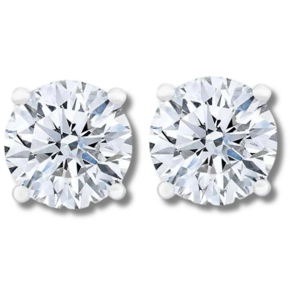Certified 3Ct TW Diamond Studs 14k Gold Screw Backs Lab Grown