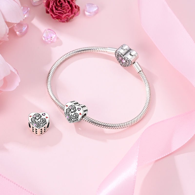Mother & Daughter Love Heart Charm