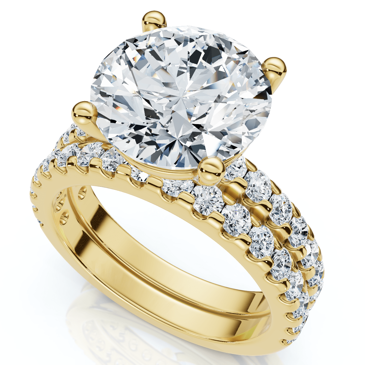 Certified 3 1/2Ct Diamond Engagement Matching Wedding Rings 14k Gold Lab Grown