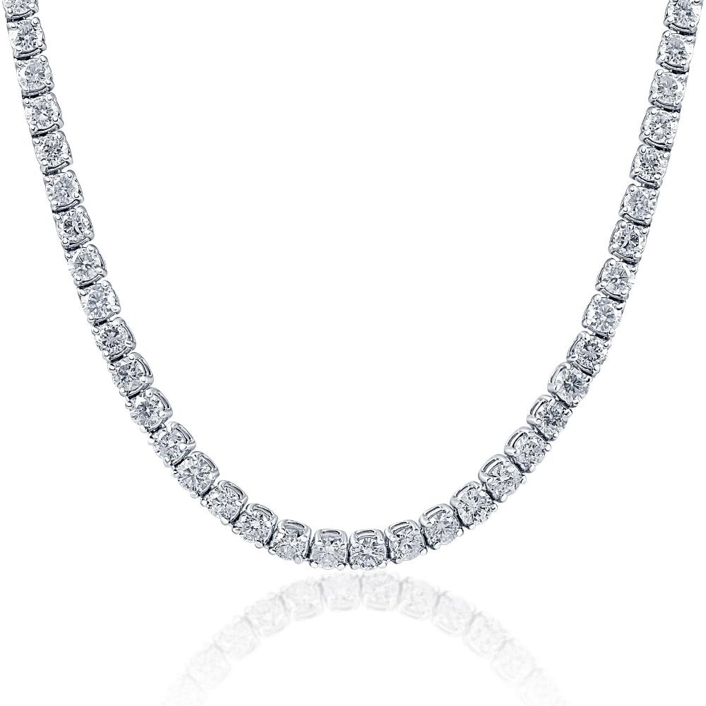 Huge 23 Ct Diamond Tennis Necklace 14K White Gold 18"