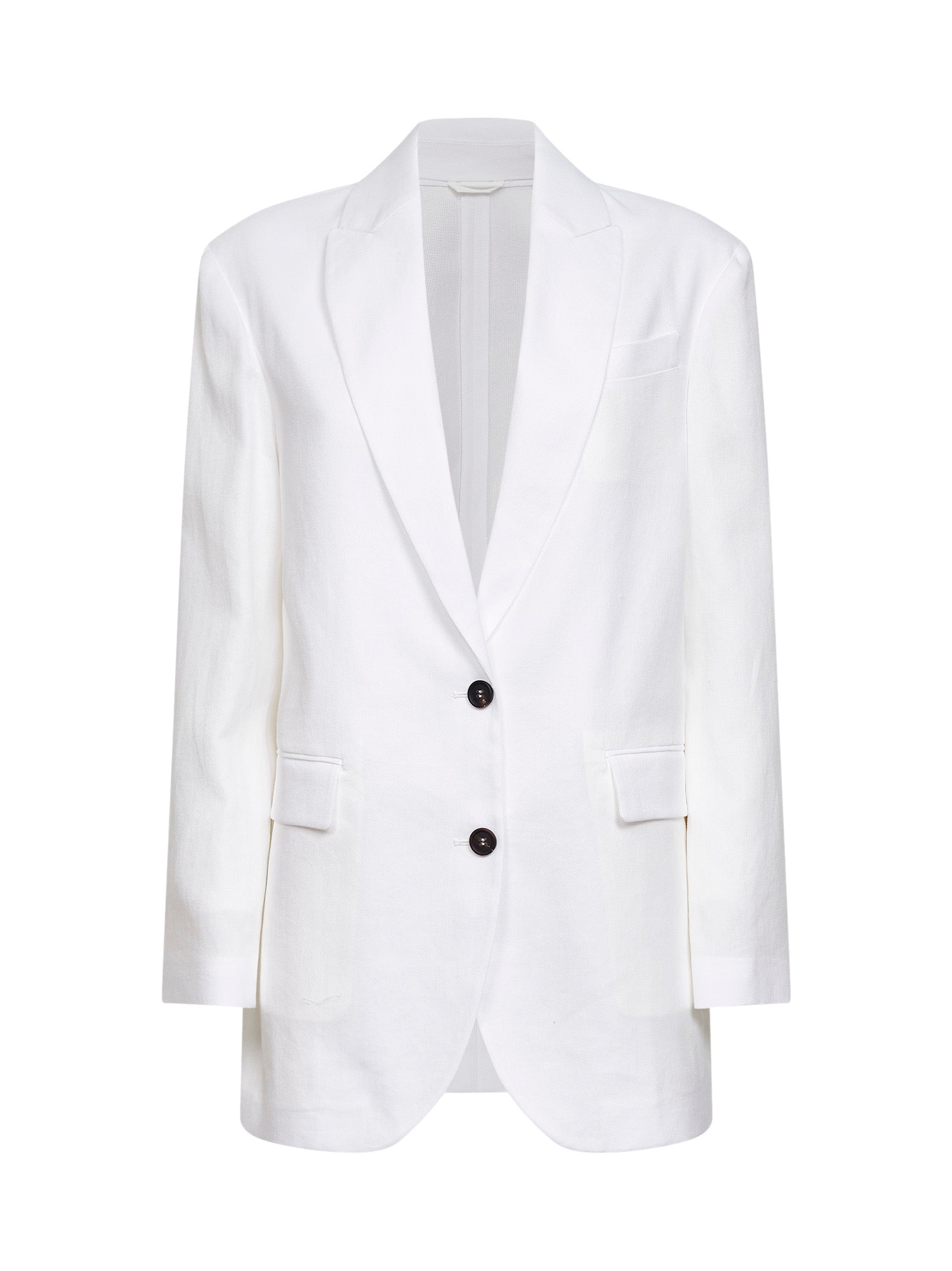 Brunello Cucinelli Women White Cotton Canvas Jacket With Monili