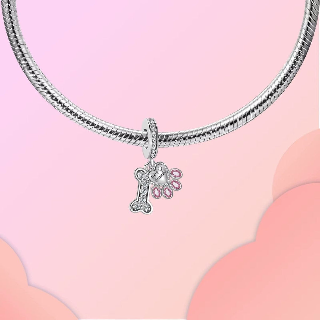 Pet Animal Best Friend Paw Bone Dangle Charm
