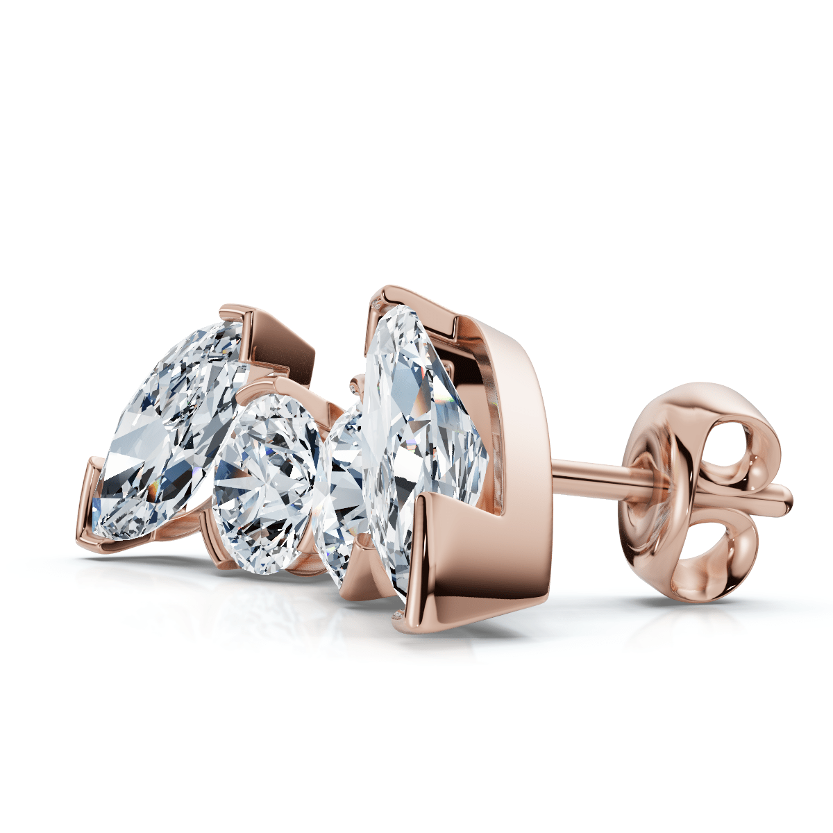 2Ct Toi Et Moi Round & Marquise Diamond Earrings 14k Gold 18" Lab Grown