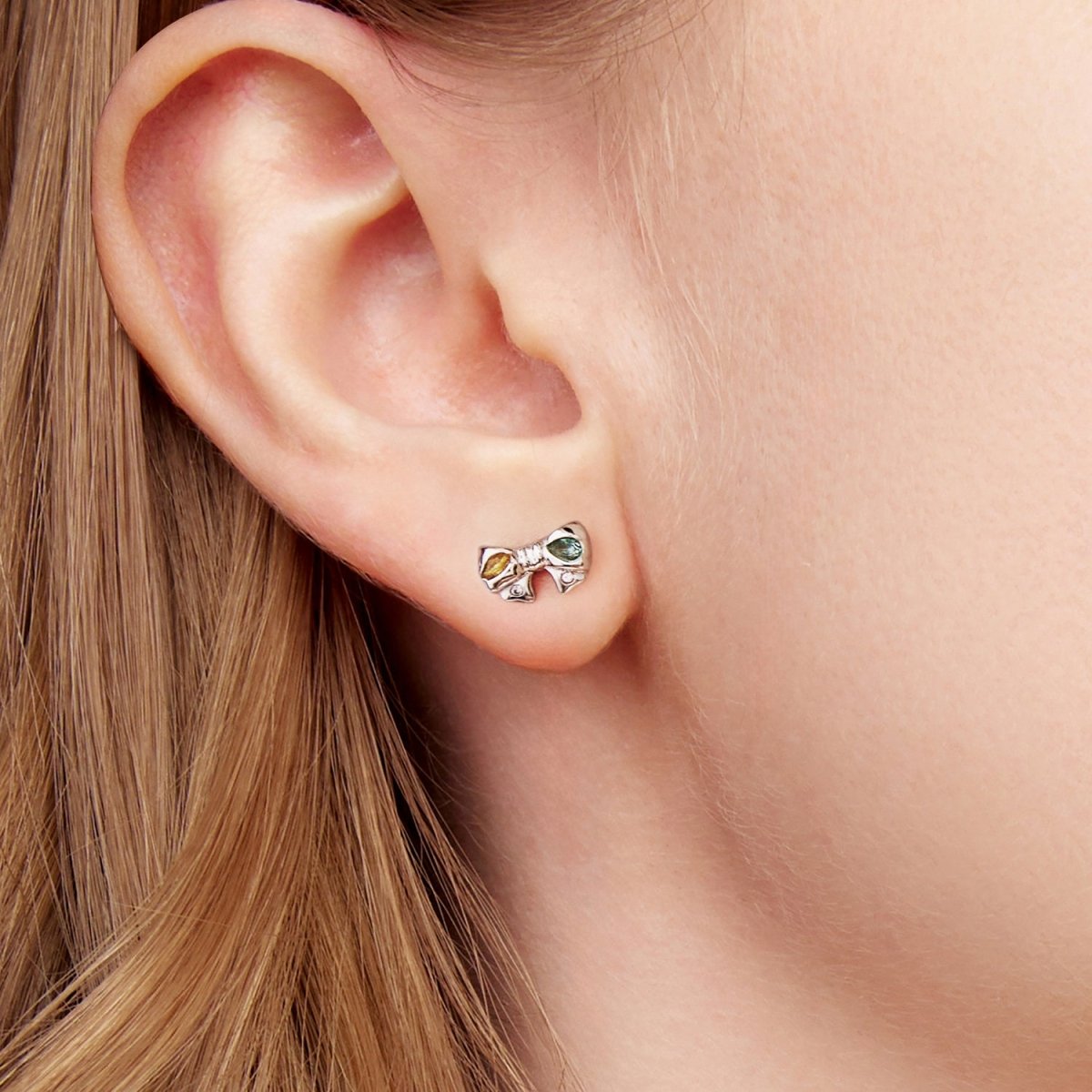 Rainbow Bow Stud Earrings