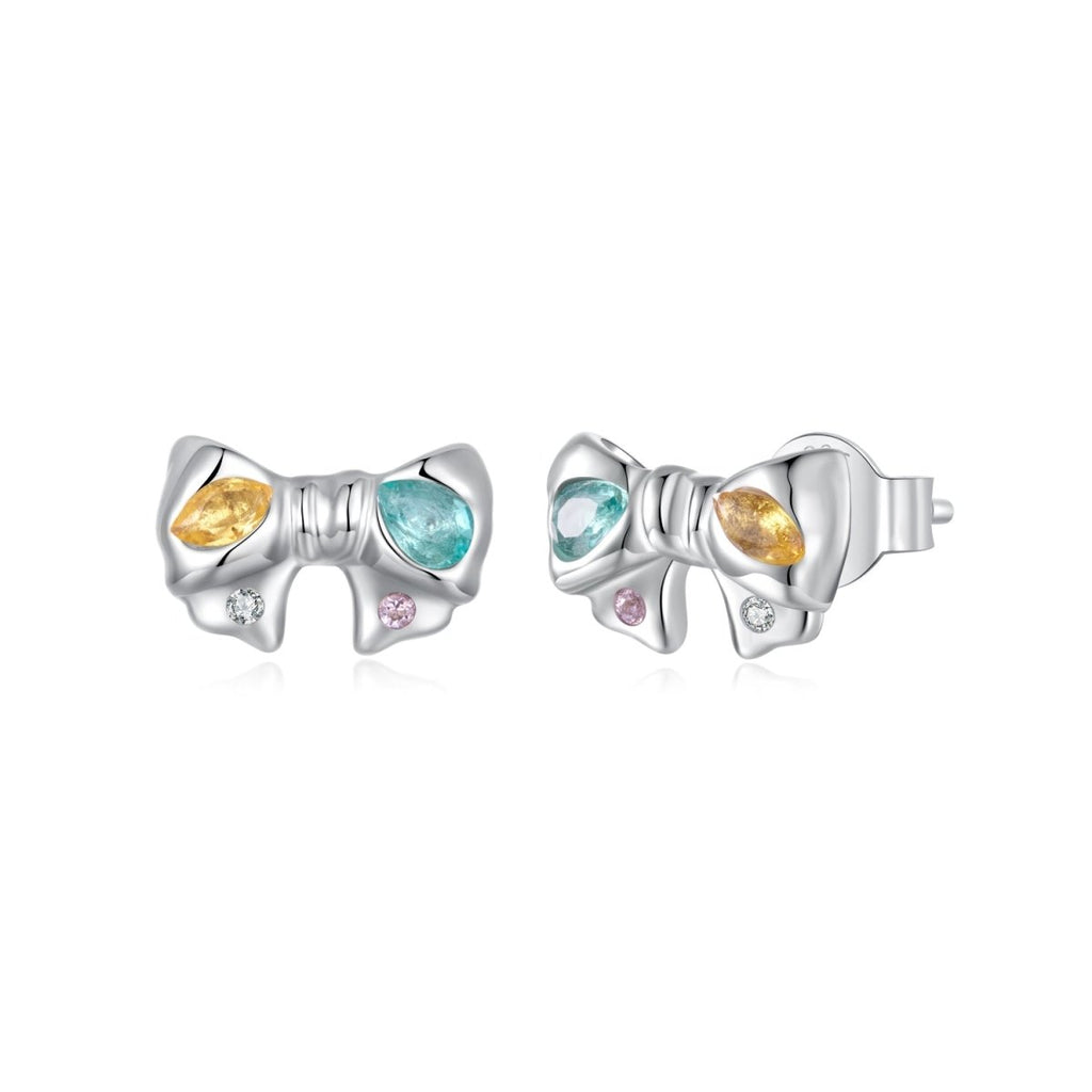 Rainbow Bow Stud Earrings