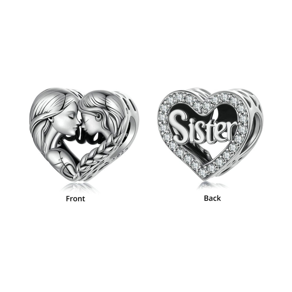 Love You Sister Heart Charm