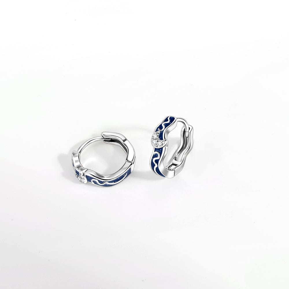 Star & Moon Huggie Earrings with Enamel