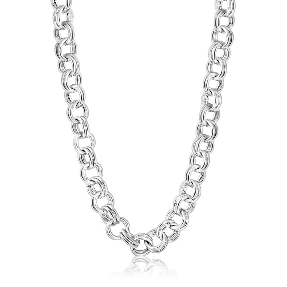 Men's Steel Single Tone 10mm Double Circle Link Flexible 22 " Necklace