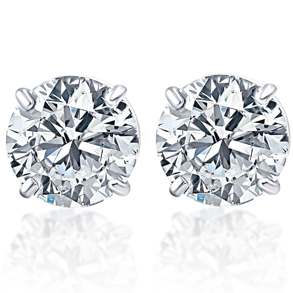 .20Ct Round Brilliant Cut Natural Diamond Stud Earrings Basket Set in 14K Gold