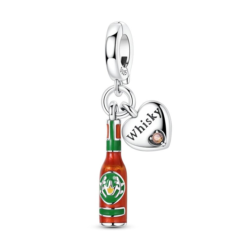 Whisky Bottle & Heart “Whisky Lover” Dangle Charm