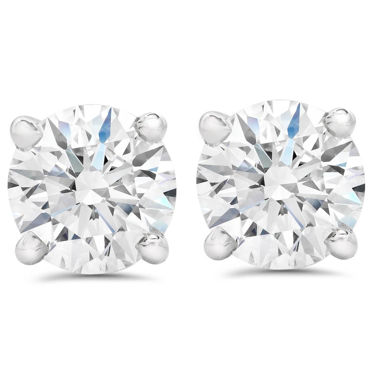Certified 5Ct Excellent Cut Diamond Studs 14k Gold Screw Back Lab Grown